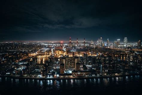 Aerial View Of Illuminated Cityscape By Id 135998811