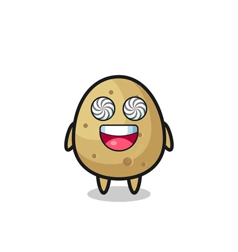 Premium Vector Cute Potato Character With Hypnotized Eyes