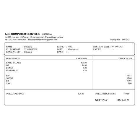 Salary Slip Payslip Template Malaysia Payslip Template In Excel