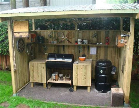 Here we have had several family cook outs and . Great idea for a BBQ shack! | Bbq shed, Outdoor kitchen ...
