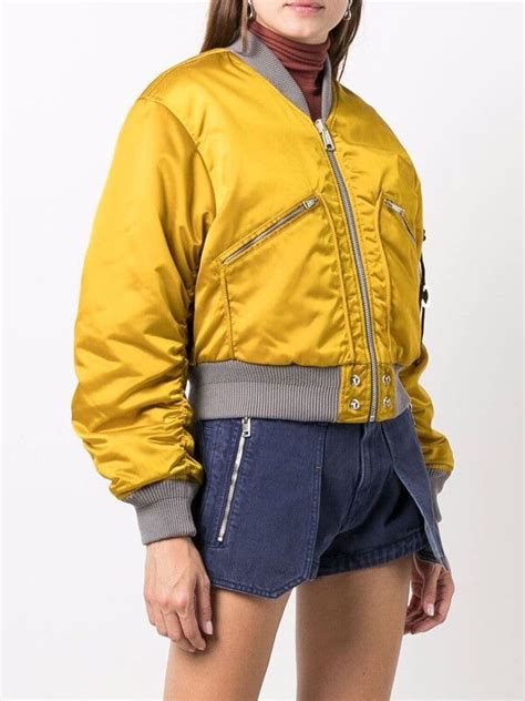 Women Reversible Cropped Yellow Satin Bomber Jacket