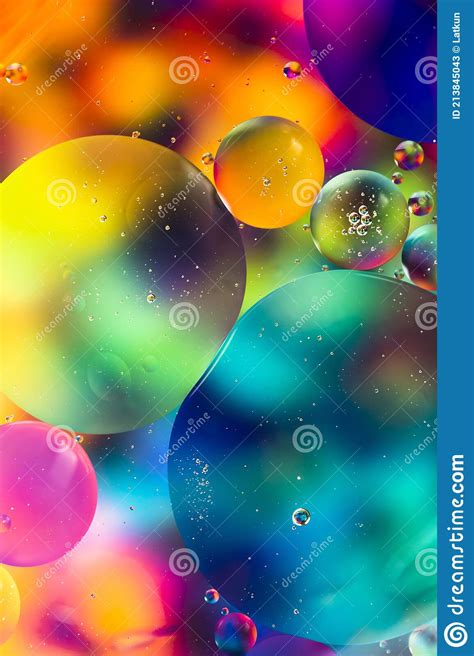 Rainbow Oil Drops Water Surface Abstract Background High Quality And