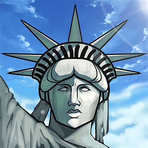 View Statue Of Liberty Face Silhouette Background