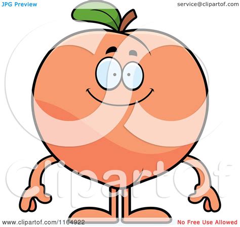 Cartoon Of A Happy Peach Mascot Royalty Free Vector Clipart By Cory