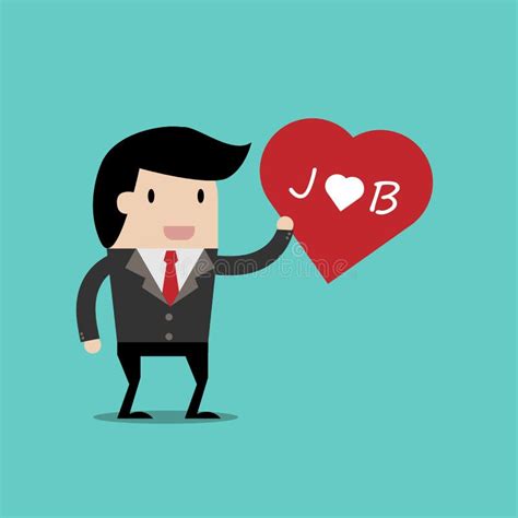 I Love My Job For Investment Conceptcartoon Businessman With Heart In