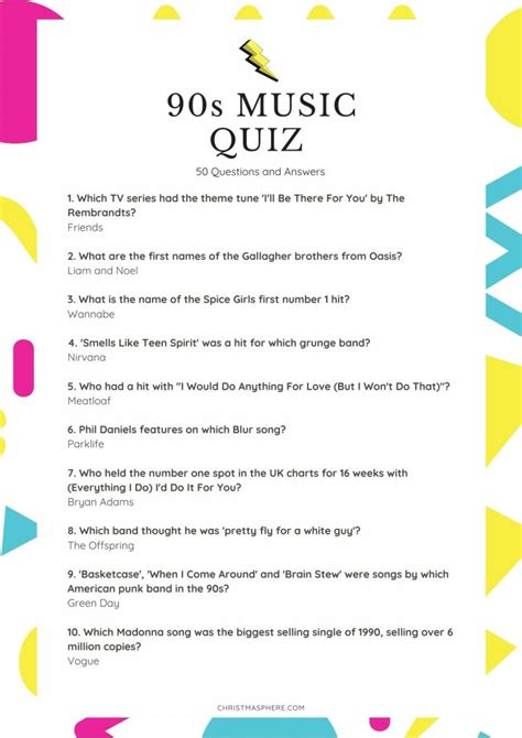 90s Pop Culture Trivia Questions And Answers Printable Challenge Your