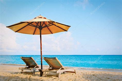 Two Beach Chairs On Tropical Vacation — Stock Photo © Nadezhda1906