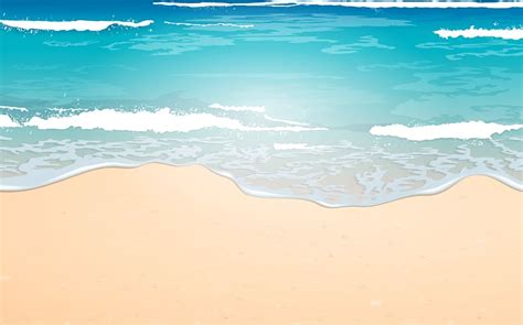 Beach Cartoon Illustration Sea Free Beach Shore With Blue Beach