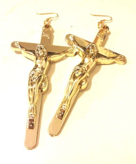 Large Gold Cross Earrings Gold Cross Earrings Plastic Etsy