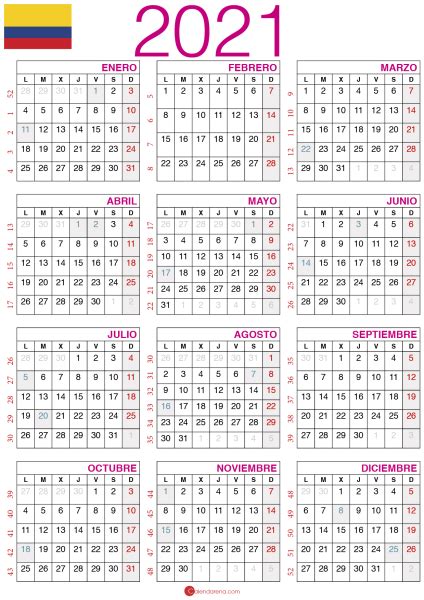 Calendario de agosto de 2021 como formato de imagen. Calendario Colombia 2021 Con Días Festivos 🇨🇴
