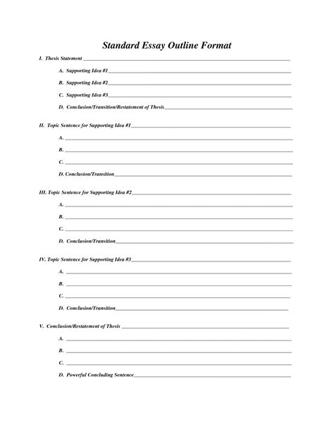Blank Outline Format | Research paper outline template, Essay outline, Essay outline template