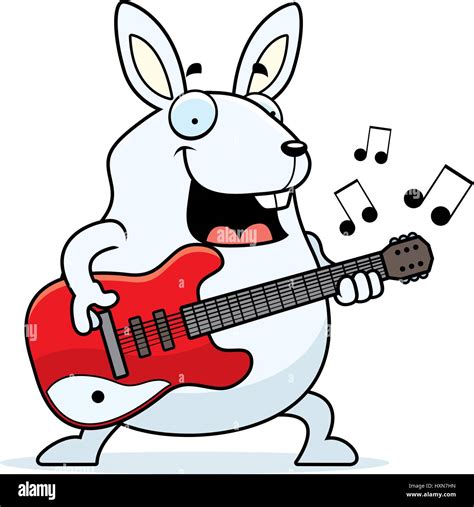 Una Caricatura De La Ilustración De Un Conejo Tocando Una Guitarra