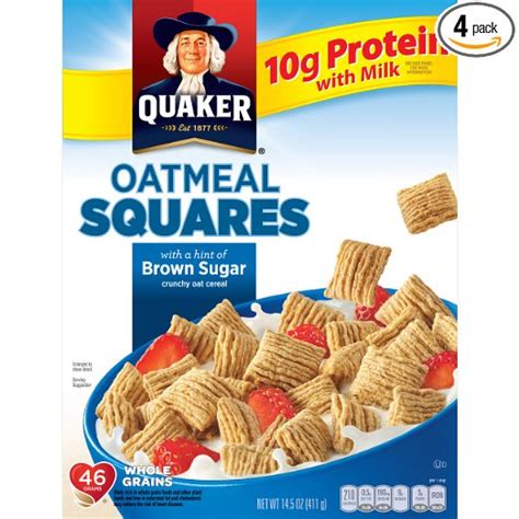 Quaker Oatmeal Squares Brown Sugar 145 Ounce Box Pack Of 4 Boxes 10