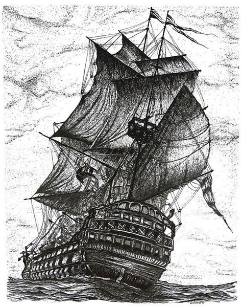 Pirate Ship Drawing Front View Overjoyed E Zine Image Bank