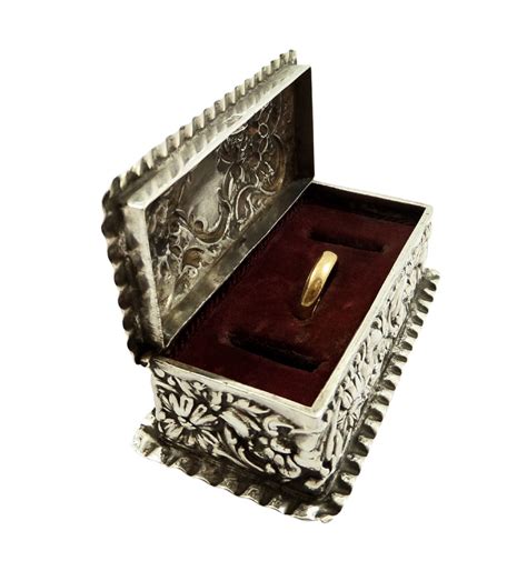 Antique Edwardian Sterling Silver Ring Box 1903 586623