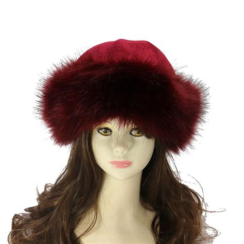 Women Russian Hats Lady Russian Tick Fluffy Faux Fox Fur Hat Headband