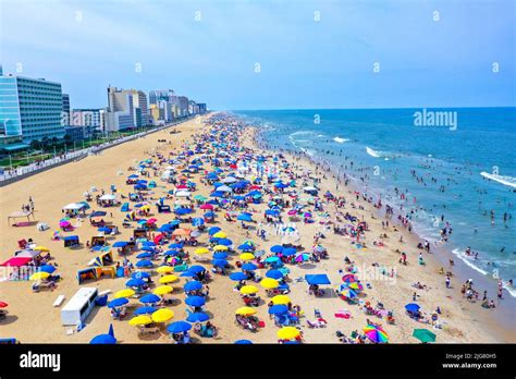 Virginia Beach Virginia July 4 2021 Aerial View Of Large Crowd On The Beach During 4th Of