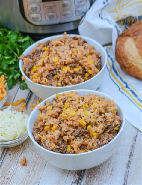 Instant Pot Cheesy Ground Beef And Rice 4 Sons R Us