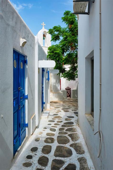Greek Mykonos Street On Mykonos Island Greece Stock Image Image Of
