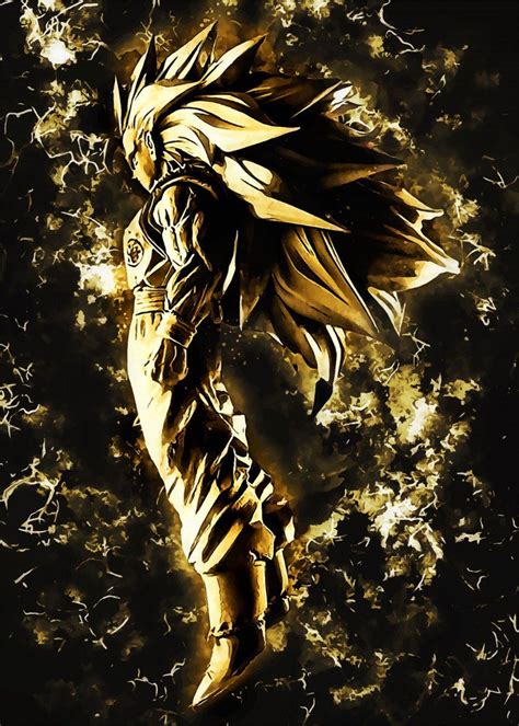 Dbz Goku Ssj3 Gold Poster By Syanart Displate Gold Poster Metal
