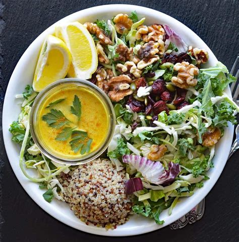 Kale Quinoa Salad With Lemon Turmeric Tahini Dressing Theveglife