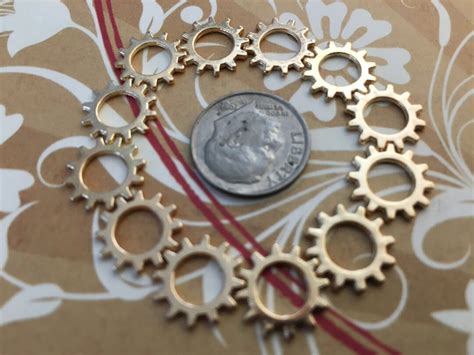 Petite Steampunk Gears Cogs Buttons Gold Spinning Wheels Sprockets