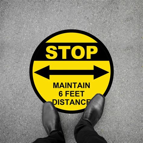 Stop Maintain 6 Feet Distance Social Distancing Floor Decal