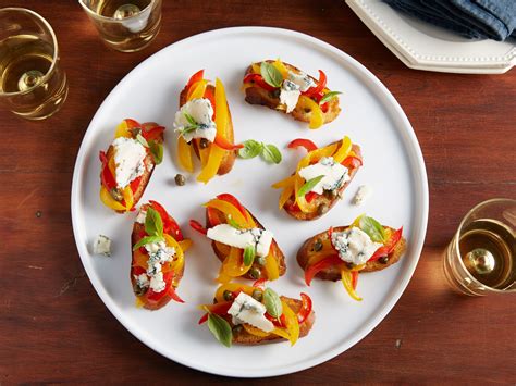 To assemble the crostini, spread. Bruschetta with Peppers and Gorgonzola | Recipe | Ina ...