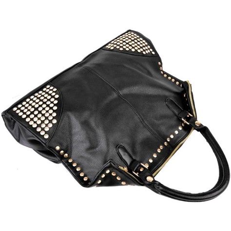 Mg Collection Arrian Black Gothic Rhinestone Studded Shopper Hobo