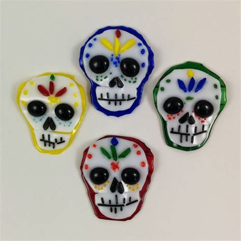 Fused Glass Day Of The Dead Sugar Skull Ornament Day Of The Dead