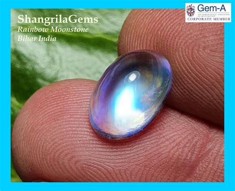 452ct 12mm Aaa Rainbow Moonstone Cabochon Bihar North India 12 By 8 By