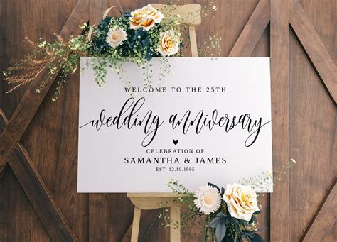 Anniversary Welcome Sign Wedding Anniversary Sign Happy Etsy