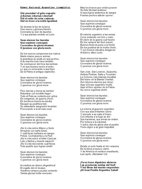 Himno Nacional Argentino Letra Original Seo Positivo Images And