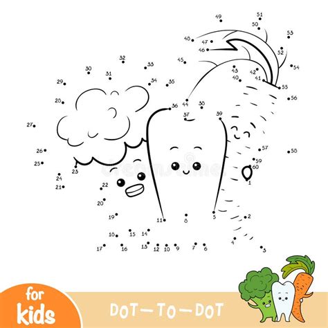 Numbers Game Education Dot To Dot Game Healthy Tooth And Vegetables
