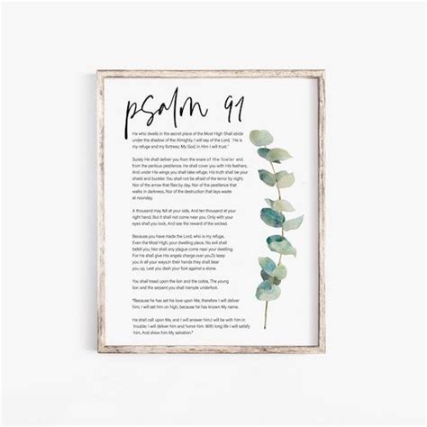 Psalm 91 Print Psalm Poster Psalm Wall Art Christian T Etsy In