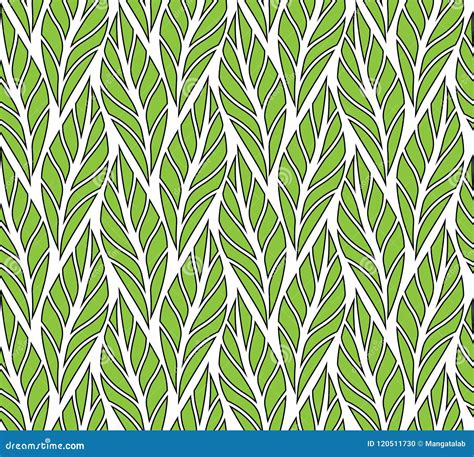 Decorative Green Leaves Seamless Pattern Continuous Leaf Background