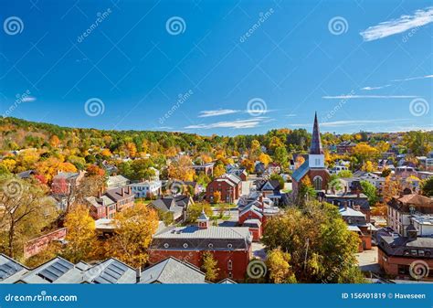 Montpelier Town Skyline In Autumn Vermont Usa Stock Image Image Of