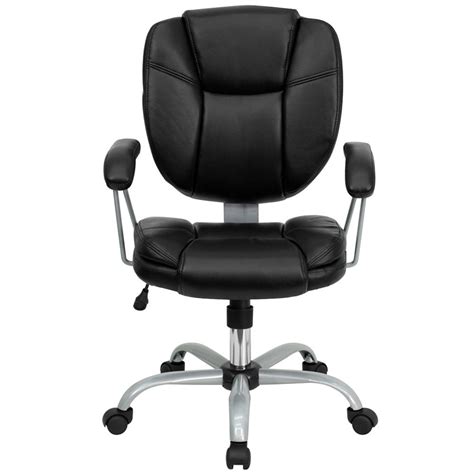 Shop for real leather computer chair at best buy. Flash Furniture GO-930-BK-GG Mid-Back Black Leather ...