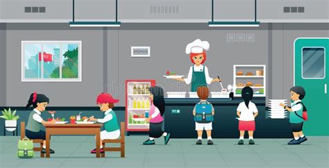 School Cafeteria Stock Vector Illustration Of Childhood 92069555