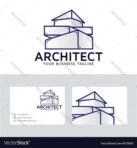 Architect Company Logo With Business Card Vector Image