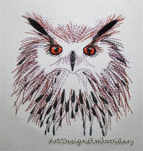 Owl Velvet Machine Embroidery Design Embroidery Designs Owl Etsy