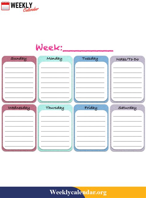 Free Blank Printable Weekly Calendar 2020 Template In Pdf Weekly Calendar