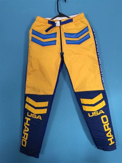 Nos Vintage 1980s Haro Usa Bmx Racing Mx Pants 28 Blue Yellow Padded