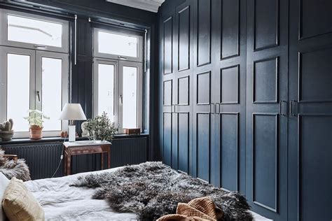 A Vintage Scandinavian Apartment With Dark Blue Bedroom The Nordroom