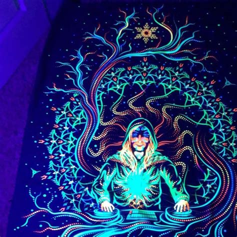 Psytrance Backdrop Fluorescent Uv Art Spiritual Painting Wall Etsy