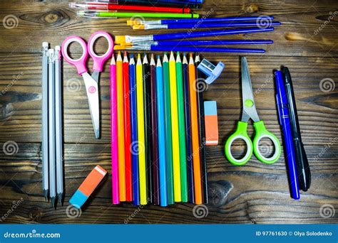 Set Of School Stationery Supplies Back To School Concept Stock Photo