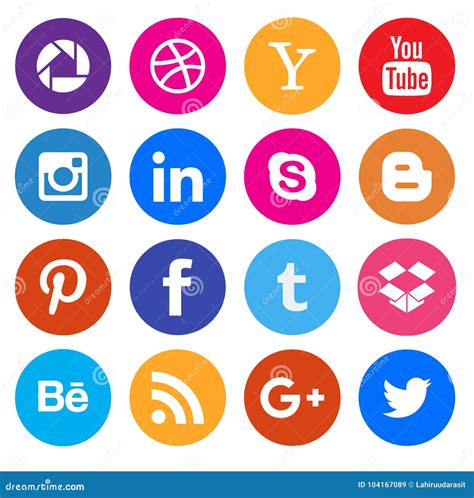 Social Media Icon Collection Buttons Editorial Stock Image