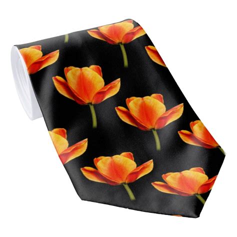 Yellow And Red Streaked Tulips Neck Tie In 2021 Red