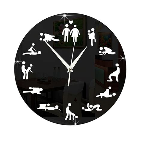 Modern 3d Creative Wall Clocks Home Decor Crystal Mirror Adult Couple