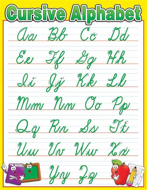 Download these fun activity sheets for your child to complete to get them excited for their first day or return to primary school. handwriting chart cursive | Cursive Alphabet Chart ...